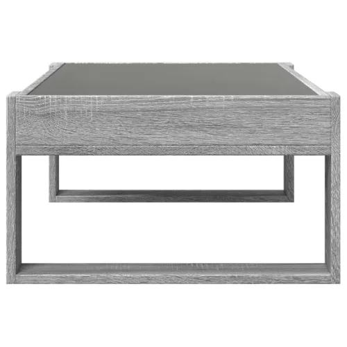 Szürke sonoma végtelen hatású LED-es dohányzóasztal 90x53x30 cm