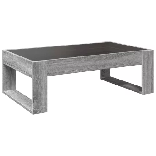 Szürke sonoma végtelen hatású LED-es dohányzóasztal 90x53x30 cm