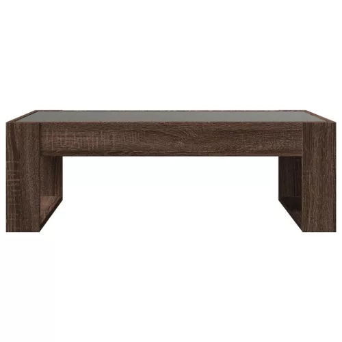 Barna tölgy végtelen hatású LED-es dohányzóasztal 90x53x30 cm