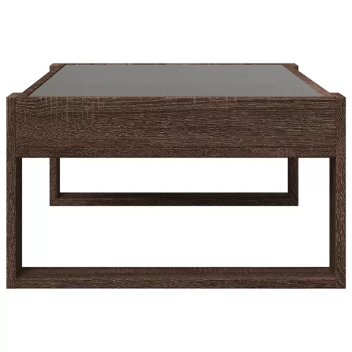 Barna tölgy végtelen hatású LED-es dohányzóasztal 90x53x30 cm