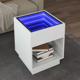   Fehér végtelen hatású LED-es dohányzóasztal 40 x 40 x 50 cm