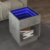 Betonszürke végtelen hatású LED-es dohányzóasztal 40x40x50 cm