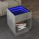 Betonszürke végtelen hatású LED-es dohányzóasztal 40x40x50 cm