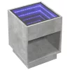 Betonszürke végtelen hatású LED-es dohányzóasztal 40x40x50 cm