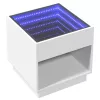 Fehér végtelen hatású LED-es dohányzóasztal 50 x 50 x 50 cm