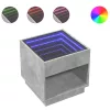 Betonszürke végtelen hatású LED-es dohányzóasztal 50x50x50 cm