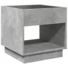 Betonszürke végtelen hatású LED-es dohányzóasztal 50x50x50 cm