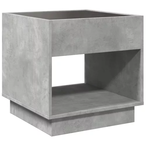 Betonszürke végtelen hatású LED-es dohányzóasztal 50x50x50 cm