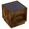 Füstös tölgy végtelen hatású LED-es dohányzóasztal 50x50x50 cm