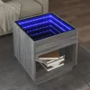 Szürke sonoma végtelen hatású LED-es dohányzóasztal 50x50x50 cm