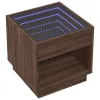 Barna tölgy végtelen hatású LED-es dohányzóasztal 50x50x50 cm