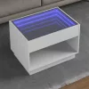 Fehér végtelen hatású LED-es dohányzóasztal 70 x 50 x 50 cm