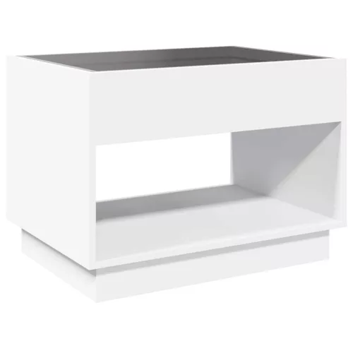 Fehér végtelen hatású LED-es dohányzóasztal 70 x 50 x 50 cm