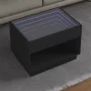 Fekete végtelen hatású LED-es dohányzóasztal 70 x 50 x 50 cm