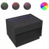 Fekete végtelen hatású LED-es dohányzóasztal 70 x 50 x 50 cm