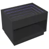 Fekete végtelen hatású LED-es dohányzóasztal 70 x 50 x 50 cm