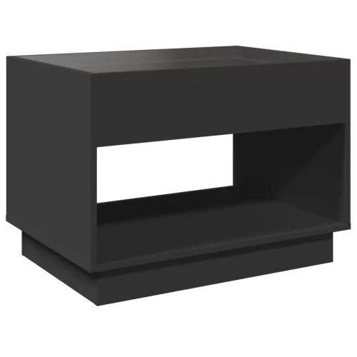 Fekete végtelen hatású LED-es dohányzóasztal 70 x 50 x 50 cm