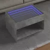 Betonszürke végtelen hatású LED-es dohányzóasztal 70x50x50 cm