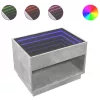 Betonszürke végtelen hatású LED-es dohányzóasztal 70x50x50 cm