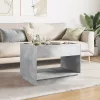 Betonszürke végtelen hatású LED-es dohányzóasztal 70x50x50 cm