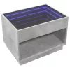 Betonszürke végtelen hatású LED-es dohányzóasztal 70x50x50 cm