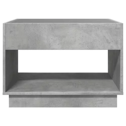 Betonszürke végtelen hatású LED-es dohányzóasztal 70x50x50 cm