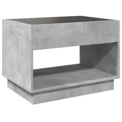 Betonszürke végtelen hatású LED-es dohányzóasztal 70x50x50 cm