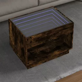   Füstös tölgy végtelen hatású LED-es dohányzóasztal 70x50x50 cm