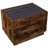 Füstös tölgy végtelen hatású LED-es dohányzóasztal 70x50x50 cm