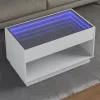 Fehér végtelen hatású LED-es dohányzóasztal 70 x 50 x 50 cm