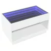 Fehér végtelen hatású LED-es dohányzóasztal 70 x 50 x 50 cm