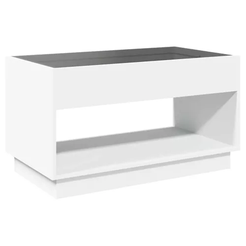 Fehér végtelen hatású LED-es dohányzóasztal 70 x 50 x 50 cm