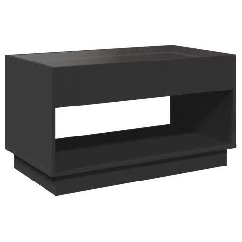 Fekete végtelen hatású LED-es dohányzóasztal 90 x 50 x 50 cm