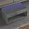 Betonszürke végtelen hatású LED-es dohányzóasztal 90x50x50 cm