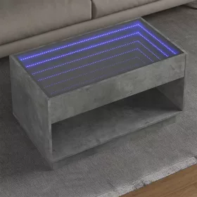   Betonszürke végtelen hatású LED-es dohányzóasztal 90x50x50 cm