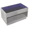 Betonszürke végtelen hatású LED-es dohányzóasztal 90x50x50 cm