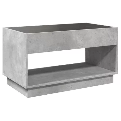 Betonszürke végtelen hatású LED-es dohányzóasztal 90x50x50 cm
