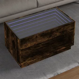   Füstös tölgy végtelen hatású LED-es dohányzóasztal 90x50x50 cm