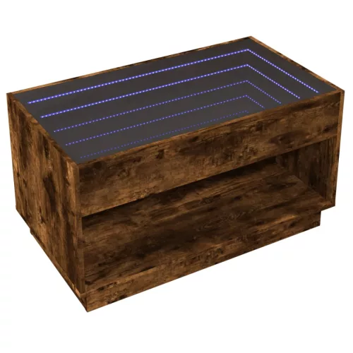 Füstös tölgy végtelen hatású LED-es dohányzóasztal 90x50x50 cm