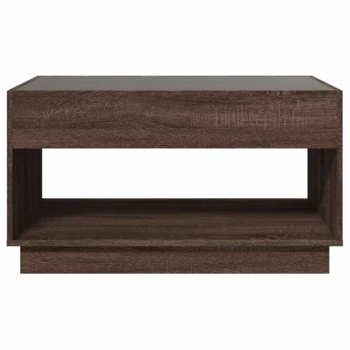 Barna tölgy végtelen hatású LED-es dohányzóasztal 90x50x50 cm