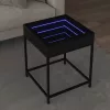 Fekete végtelen hatású LED-es dohányzóasztal 40 x 40 x 51 cm