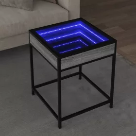   Szürke sonoma végtelen hatású LED-es dohányzóasztal 40x40x51 cm