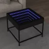 Fekete végtelen hatású LED-es dohányzóasztal 50 x 50 x 41 cm