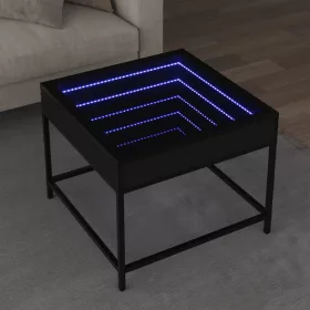   Fekete végtelen hatású LED-es dohányzóasztal 50 x 50 x 41 cm