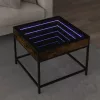 Füstös tölgy végtelen hatású LED-es dohányzóasztal 50x50x41 cm