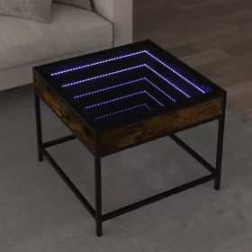   Füstös tölgy végtelen hatású LED-es dohányzóasztal 50x50x41 cm