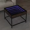 Barna tölgy végtelen hatású LED-es dohányzóasztal 50x50x41 cm