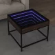 Barna tölgy végtelen hatású LED-es dohányzóasztal 50x50x41 cm