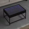 Fekete végtelen hatású LED-es dohányzóasztal 70 x 50 x 41 cm