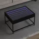 Fekete végtelen hatású LED-es dohányzóasztal 70 x 50 x 41 cm
